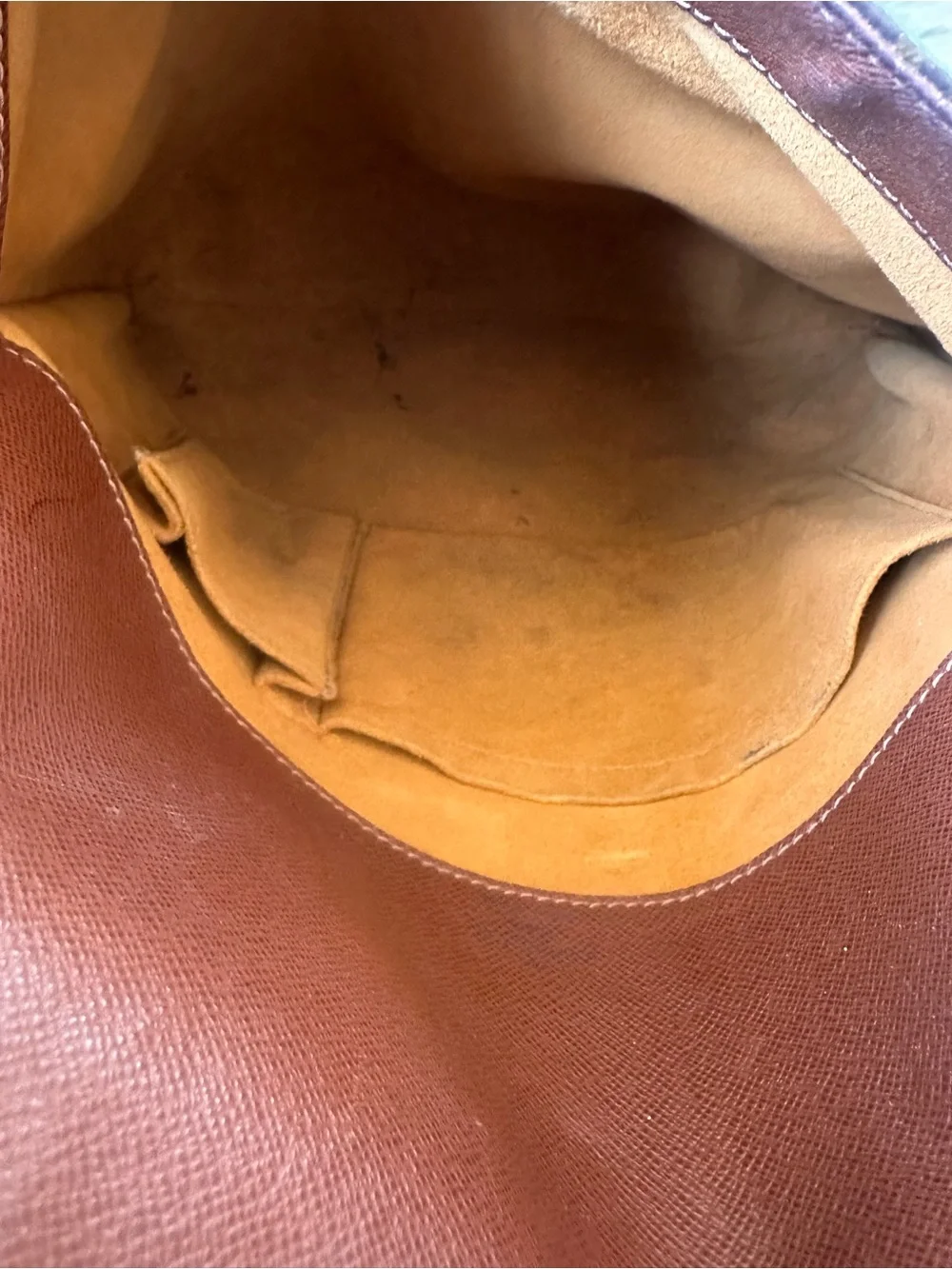 Louis Vuitton Monogram Canvas Messenger Bag with Tan Strap